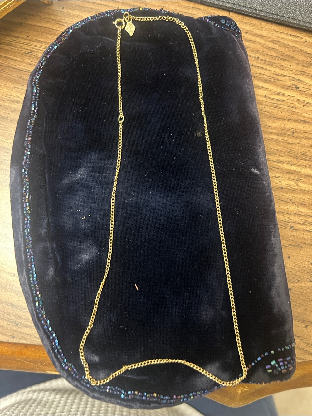 Gold Chain Necklace on Velvet Pouch - Elegant Women's Accessory
